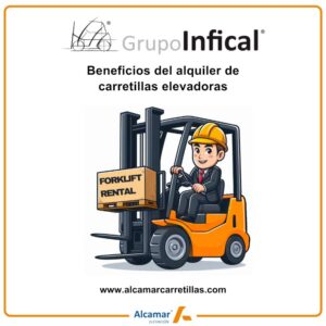 Cartel de cabecera sobre las ventajas de alquilar equipos de manutención